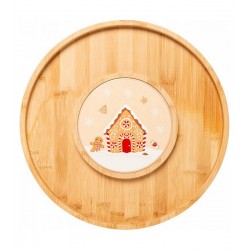 Jogo 2 Peças Tábua com Bandeja Encanto de Natal 33cm x 1,5cm Bambu - Lyor